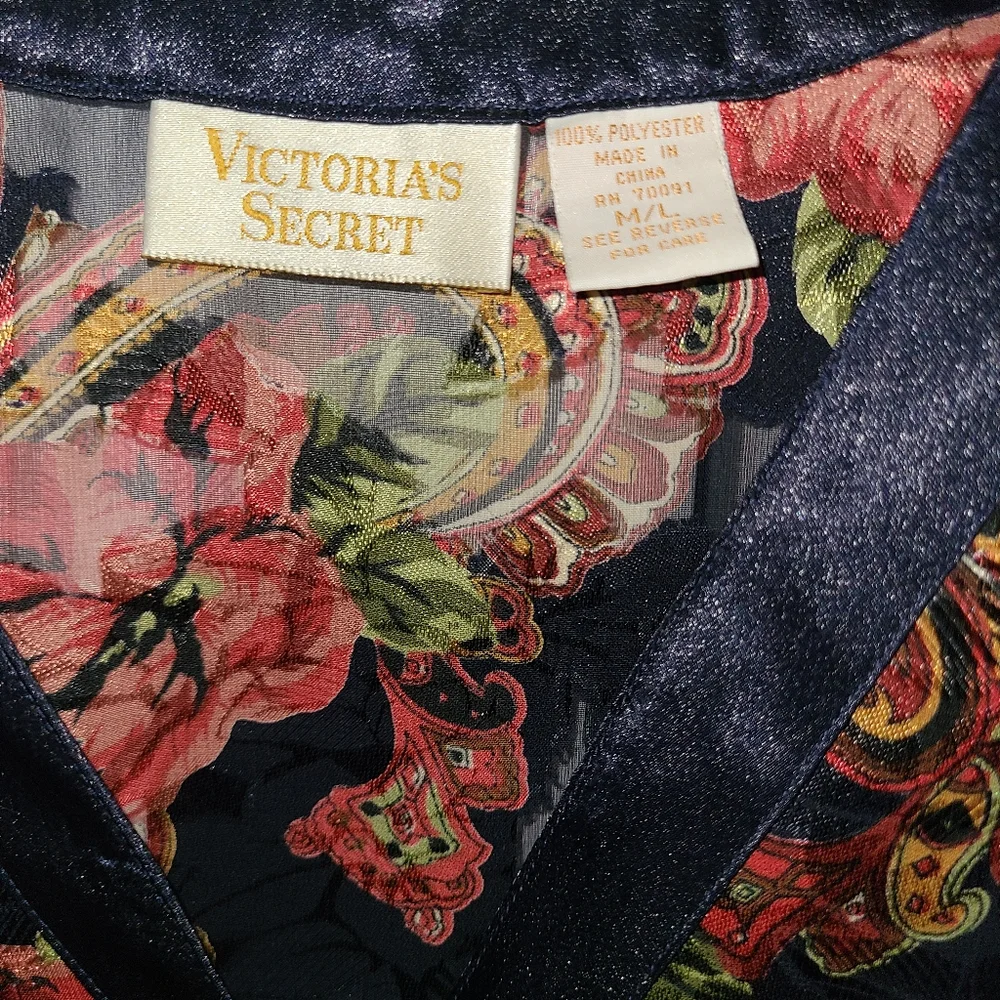 Victoria’s Secret Nightgown Size M L Vintage Gold Label Pajama Top Sheer Kimono - Picture 6 of 15